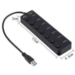Espansione multi hub USB 3.0 ad alta velocità a 7 porte con switch per PC e laptop, Hub Expansion