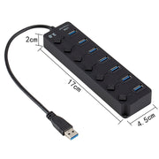 Espansione multi hub USB 3.0 ad alta velocità a 7 porte con switch per PC e laptop, Hub Expansion