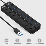 Espansione multi hub USB 3.0 ad alta velocità a 7 porte con switch per PC e laptop, Hub Expansion