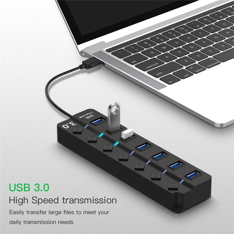 Espansione multi hub USB 3.0 ad alta velocità a 7 porte con switch per PC e laptop, Hub Expansion
