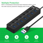 Espansione multi hub USB 3.0 ad alta velocità a 7 porte con switch per PC e laptop, Hub Expansion