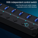 Espansione multi hub USB 3.0 ad alta velocità a 7 porte con switch per PC e laptop, Hub Expansion