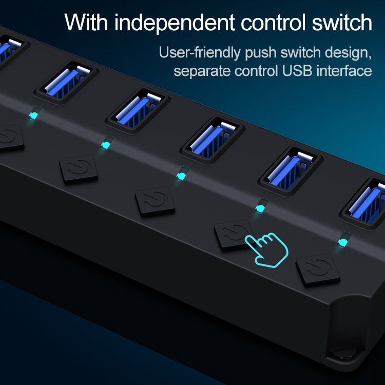 Espansione multi hub USB 3.0 ad alta velocità a 7 porte con switch per PC e laptop, Hub Expansion