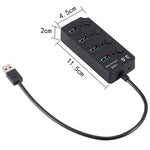 Espansione multi hub USB 3.0 ad alta velocità a 4 porte con switch per PC e laptop