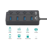 Espansione multi hub USB 3.0 ad alta velocità a 4 porte con switch per PC e laptop