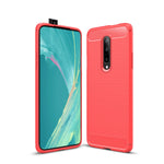 Custodia in TPU antiurto in fibra di carbonio con trama spazzolata per OnePlus 7, For OnePlus 7