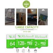 Scheda di memoria Richwell Micro SD (TF) ad alta velocità classe 10 da 64 GB, 64GB
