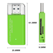 Lettore di schede multifunzione USB 3.1 V30 / V60 / V90 Supporto scheda SD / TF, Green, Tarnish