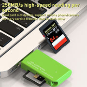Lettore di schede multifunzione USB 3.1 V30 / V60 / V90 Supporto scheda SD / TF, Green, Tarnish