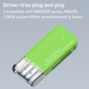 Lettore di schede multifunzione USB 3.1 V30 / V60 / V90 Supporto scheda SD / TF, Green, Tarnish
