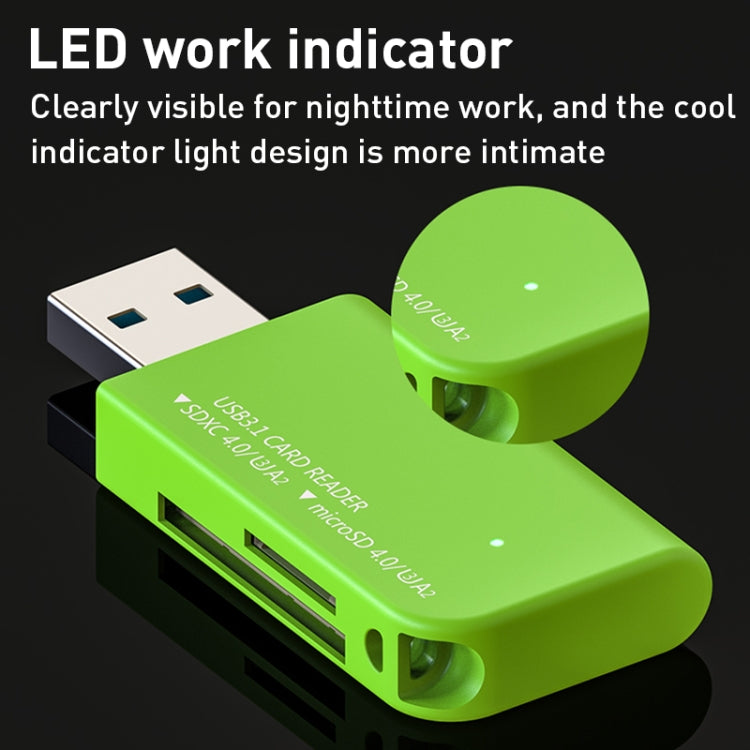 Lettore di schede multifunzione USB 3.1 V30 / V60 / V90 Supporto scheda SD / TF, Green, Tarnish