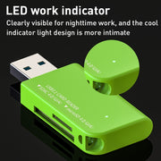 Lettore di schede multifunzione USB 3.1 V30 / V60 / V90 Supporto scheda SD / TF, Green, Tarnish