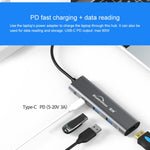 Blueendless 4 in 1 multifunzione tipo C / da USB-C a HDMI + PD + dock di espansione doppio HUB USB 3.0, 4 In 1 HDMI + PD + Dual USB 3.0