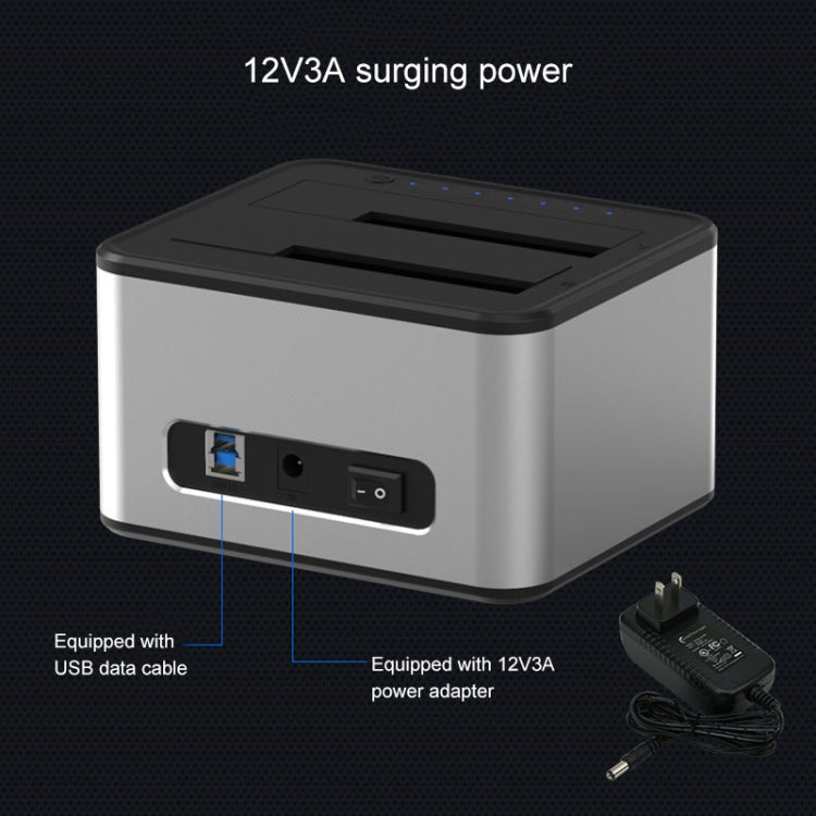 Dock per disco rigido per copia offline Blueendless da 2,5/3,5 pollici SATA USB 3.0 a 2 alloggiamenti