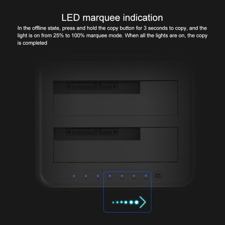 Dock per disco rigido per copia offline Blueendless da 2,5/3,5 pollici SATA USB 3.0 a 2 alloggiamenti