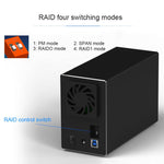 Custodia esterna per HDD con array combinato RAID da 3,5 pollici con interfaccia USB-B Blueendless a 2 alloggiamenti, USB-B
