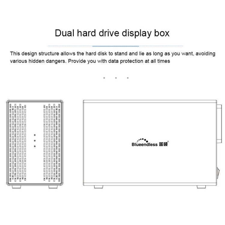 Custodia esterna per HDD con array combinato RAID da 3,5 pollici con interfaccia USB-B Blueendless a 2 alloggiamenti, USB-B