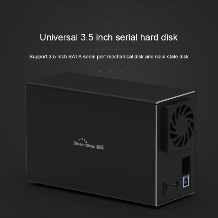 Custodia esterna per HDD con array combinato RAID da 3,5 pollici con interfaccia USB-B Blueendless a 2 alloggiamenti, USB-B