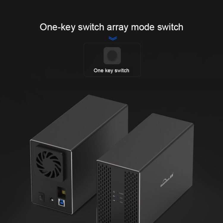 Custodia esterna per HDD con array di combinazione RAID RAID da 3,5 pollici a 2 alloggiamenti Blueendless Type-C / USB-C, Type-C