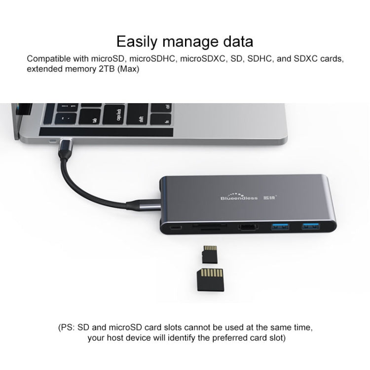Dock di espansione HUB multifunzione Type-C / USB-C Blueendless 6 in 1 Unità a stato solido M.2 NGFF, 6 In 1