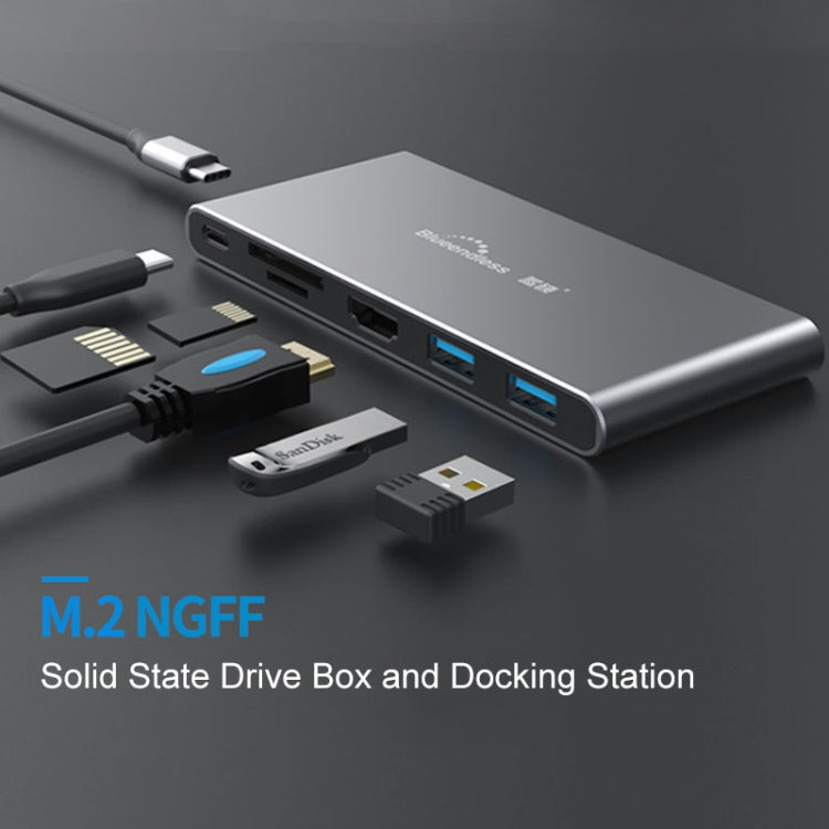 Dock di espansione HUB multifunzione Type-C / USB-C Blueendless 6 in 1 Unità a stato solido M.2 NGFF, 6 In 1