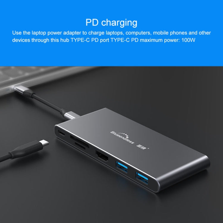 Dock di espansione HUB multifunzione Type-C / USB-C Blueendless 6 in 1 Unità a stato solido M.2 NGFF, 6 In 1