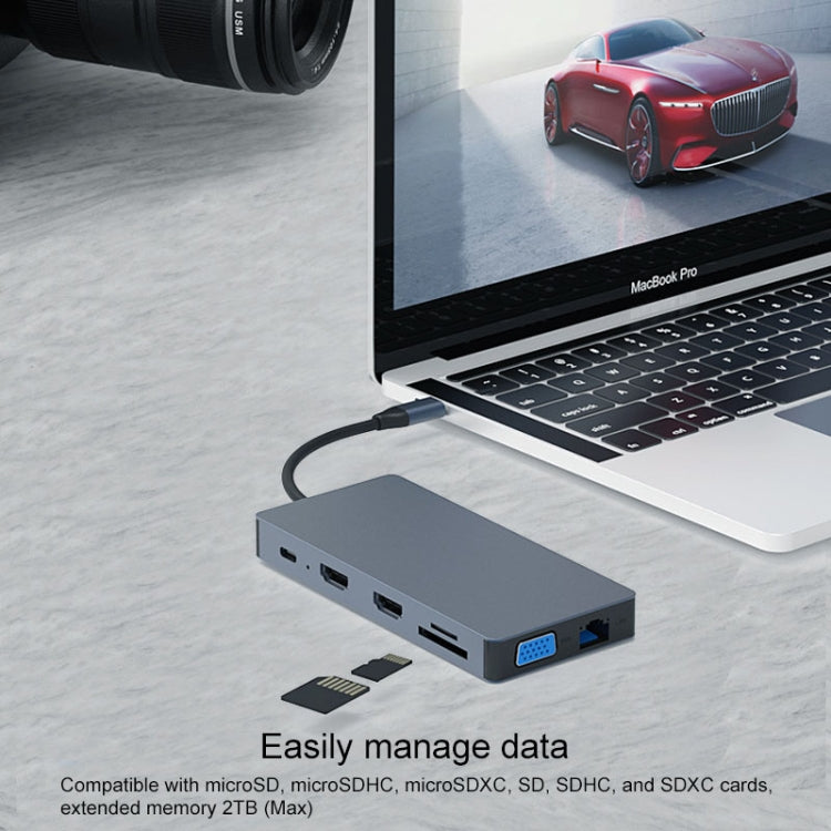 Dock di espansione HUB multifunzione Type-C / USB-C 12 in 1 Blueendless, 12 In 1