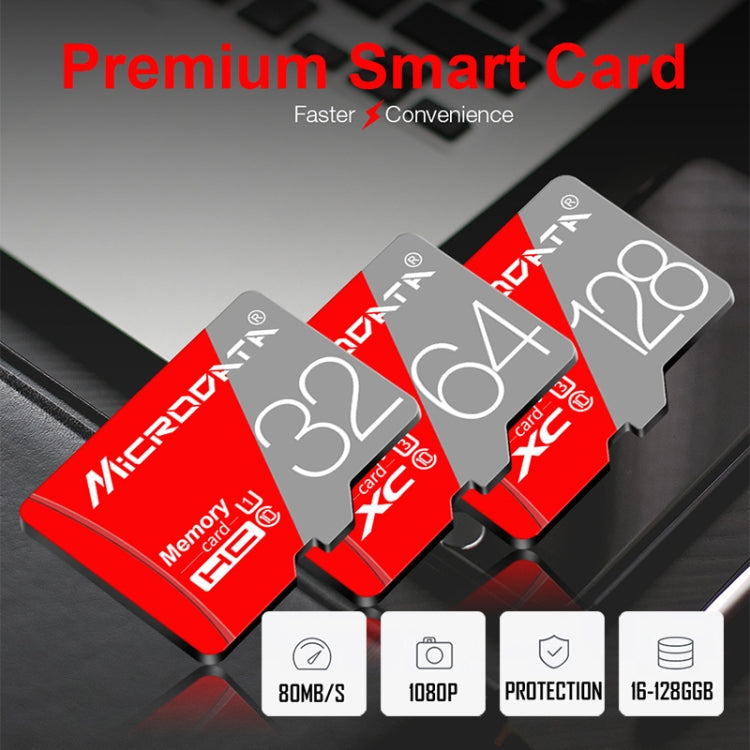 Scheda di memoria MICRODATA TF (Micro SD) rossa e grigia da 128 GB Classe 10, 128GB