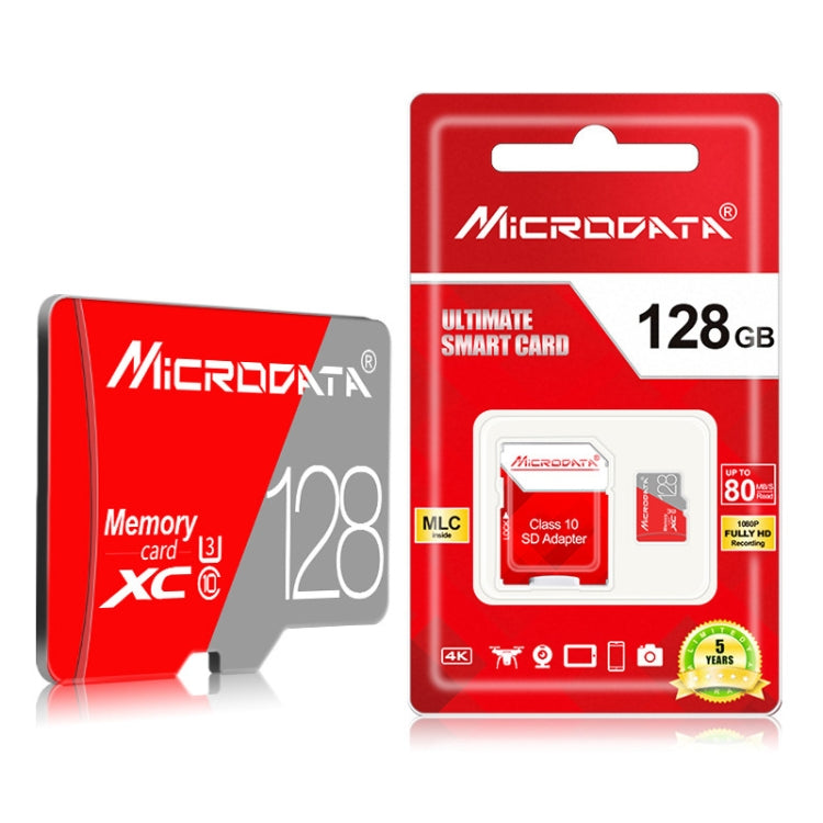 Scheda di memoria MICRODATA TF (Micro SD) rossa e grigia da 128 GB Classe 10, 128GB