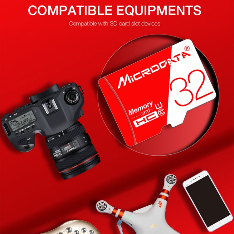 Scheda di memoria TF (Micro SD) rossa e bianca U1 ad alta velocità da 16 GB MICRODATA, 16GB
