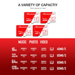 Scheda di memoria TF (Micro SD) rossa e bianca U1 ad alta velocità MICRODATA da 32 GB, 32GB