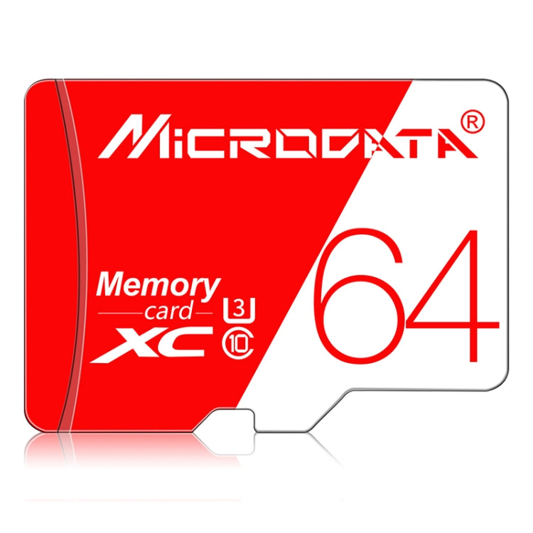 Scheda di memoria TF (Micro SD) rossa e bianca U3 ad alta velocità MICRODATA da 64 GB, 64GB