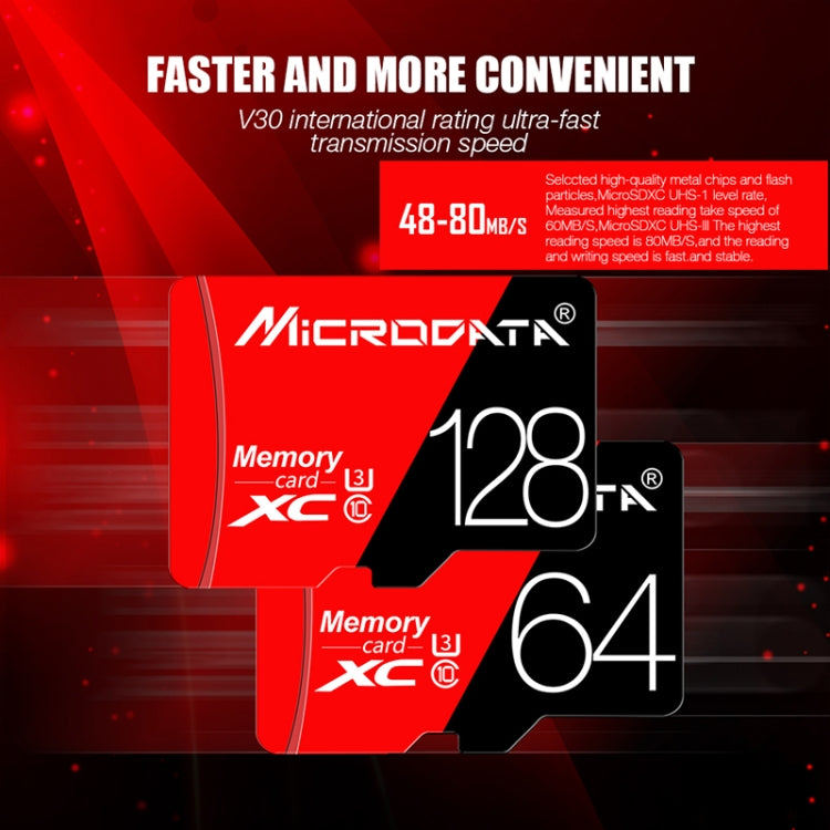 Scheda di memoria MICRODATA 16GB U1 rossa e nera TF (Micro SD) ad alta velocità, 16GB