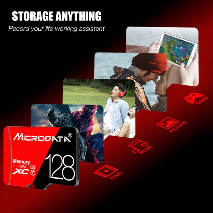 Scheda di memoria MICRODATA 64GB U3 rossa e nera TF (Micro SD) ad alta velocità, 64GB