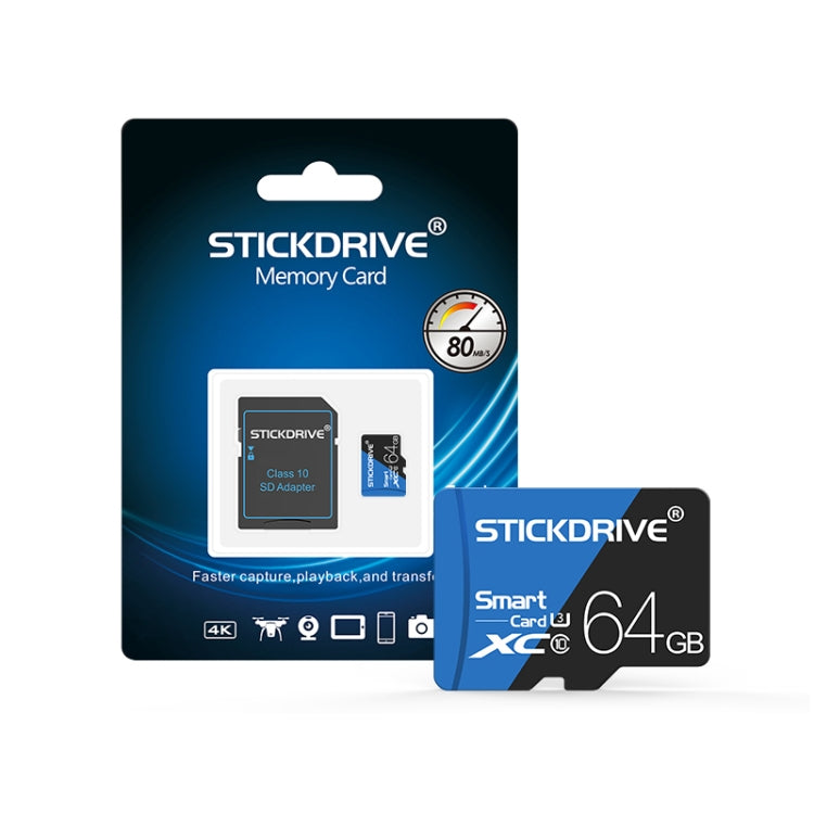 Scheda di memoria STICKDRIVE da 64 GB U3 blu e nera TF (Micro SD) ad alta velocità, 64GB