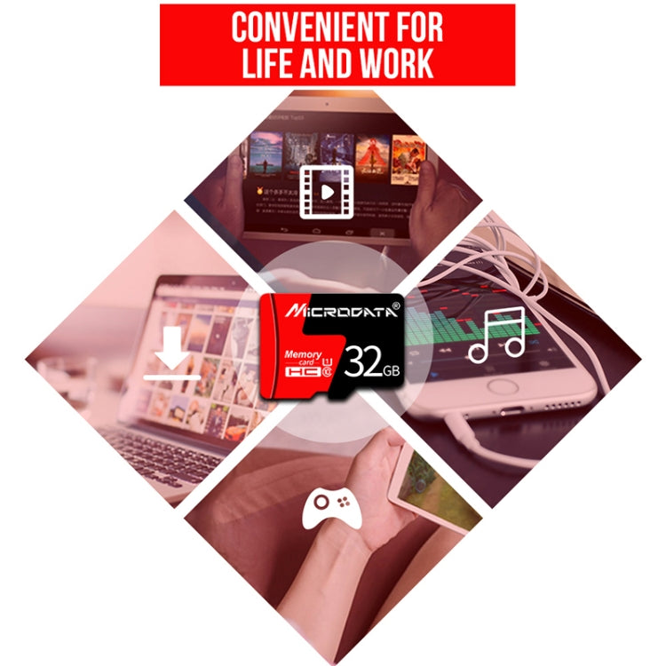 Scheda di memoria MICRODATA 8 GB U1 rossa e nera TF (Micro SD)., 8GB