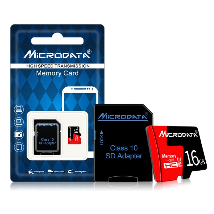 Scheda di memoria MICRODATA 16GB U1 rossa e nera TF (Micro SD)., 16GB