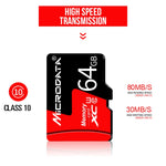 Scheda di memoria MICRODATA 128 GB U3 rossa e nera TF (Micro SD)., 128GB