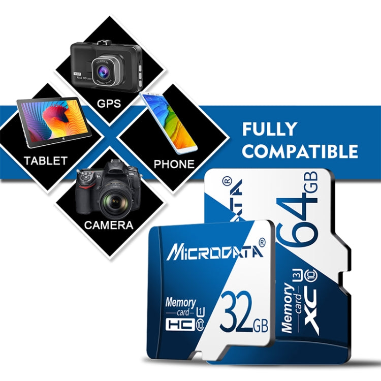 Scheda di memoria MICRODATA 16 GB U1 blu e bianca TF (Micro SD)., 16GB