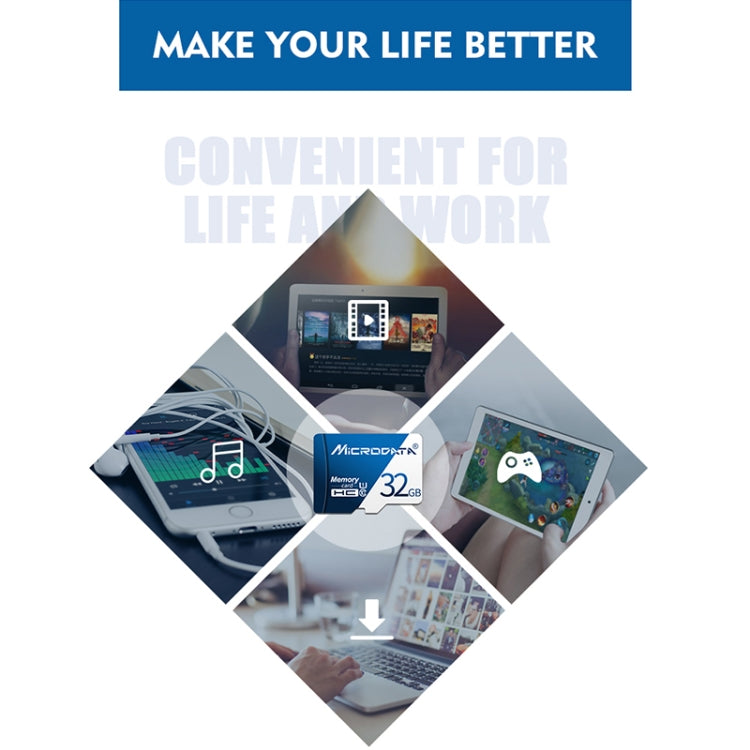 Scheda di memoria MICRODATA 16 GB U1 blu e bianca TF (Micro SD)., 16GB