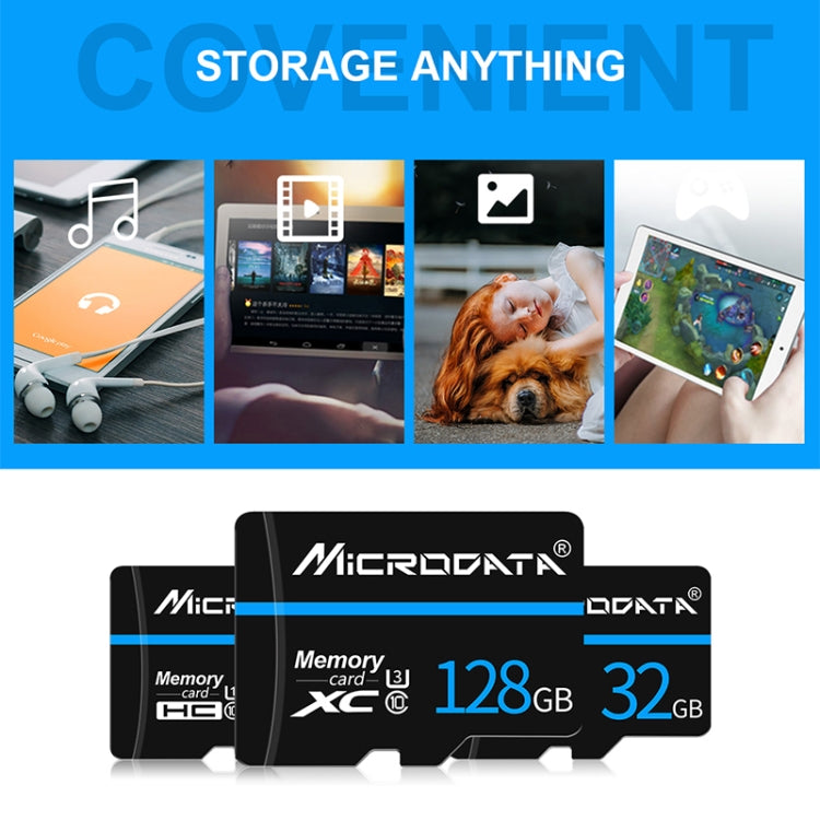 Scheda di memoria MICRODATA 128 GB U3 Blue Line e TF nera (Micro SD)., 128GB