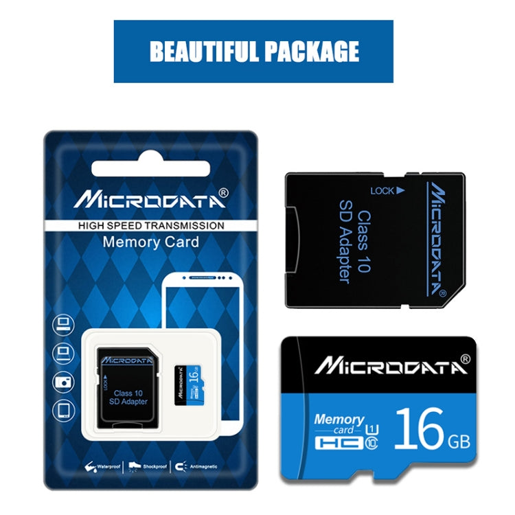 Scheda di memoria MICRODATA 16 GB U1 blu e nera TF (Micro SD)., 16GB