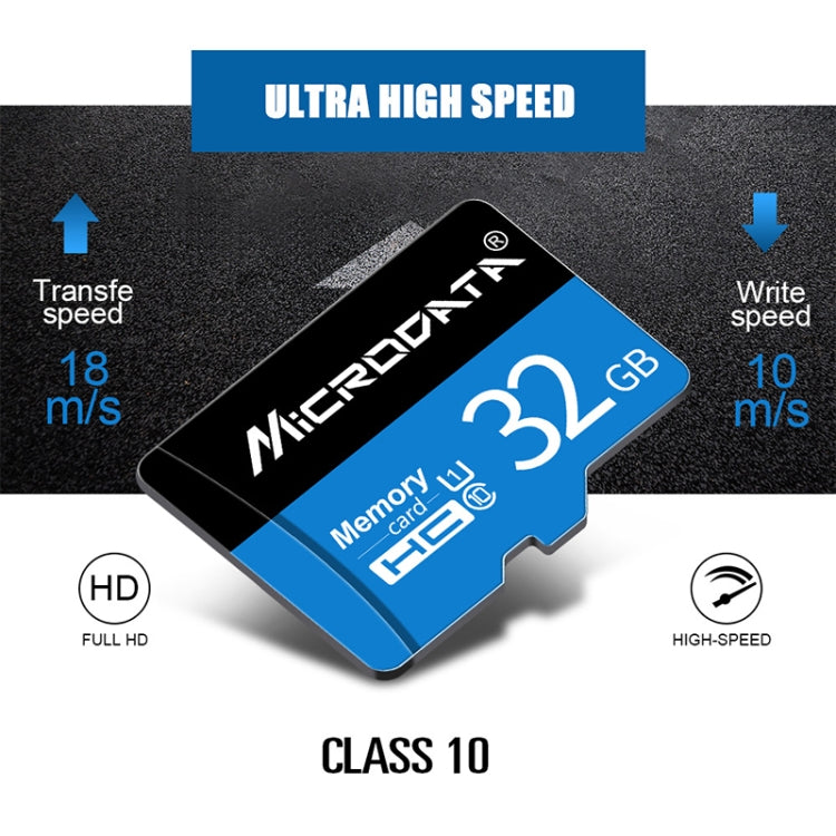 Scheda di memoria MICRODATA 32 GB U1 blu e nera TF (Micro SD)., 32GB