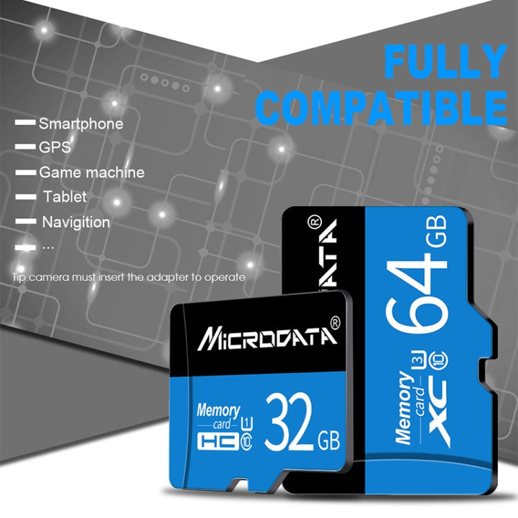 Scheda di memoria MICRODATA U3 blu e nera da 128 GB TF (Micro SD)., 128GB