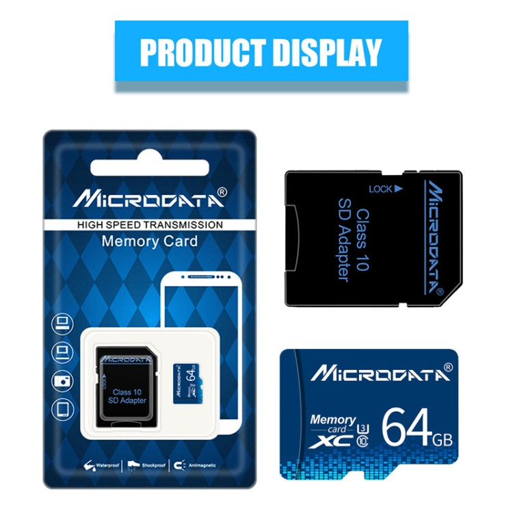 Scheda di memoria MICRODATA 64 GB U3 blu TF (Micro SD)., 64GB