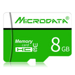 Scheda di memoria TF (Micro SD) verde e bianca MICRODATA da 8 GB U1, 8GB