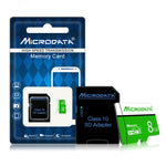 Scheda di memoria TF (Micro SD) verde e bianca MICRODATA da 8 GB U1, 8GB