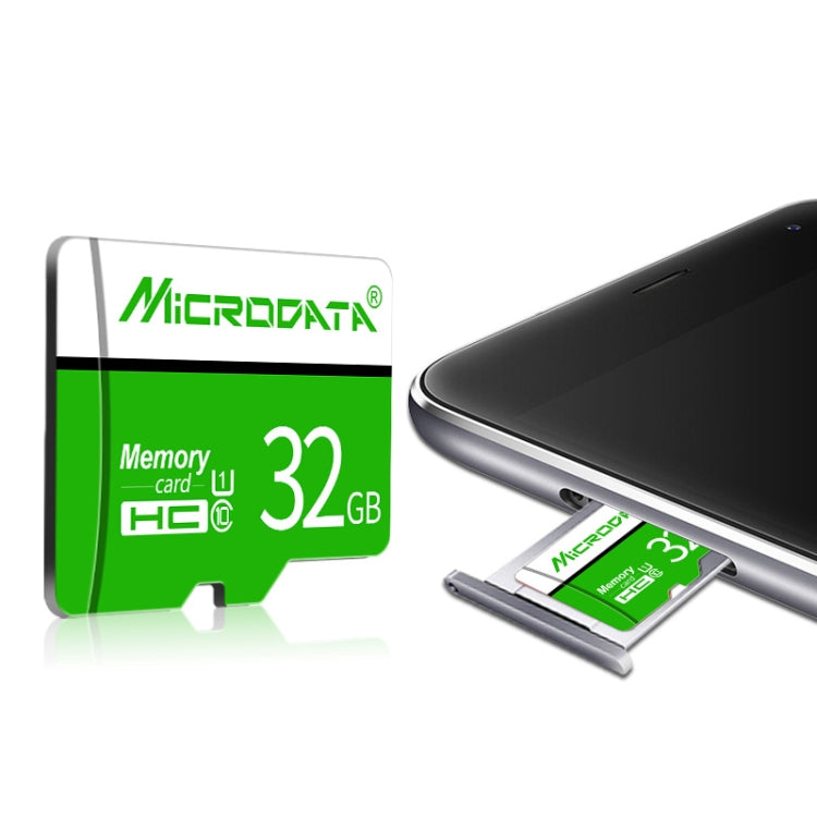 Scheda di memoria TF (Micro SD) verde e bianca MICRODATA da 32 GB U1, 32GB
