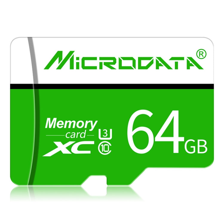 Scheda di memoria MICRODATA 64 GB U3 verde e bianca TF (Micro SD)., 64GB