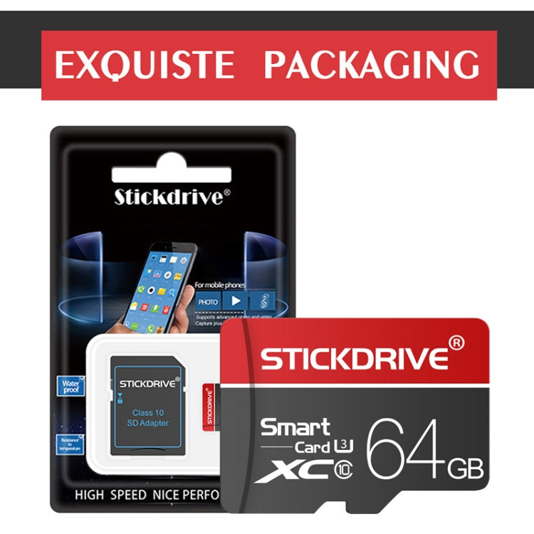 Scheda di memoria STICKDRIVE 64 GB U3 White Line rossa e nera TF (Micro SD)., 64GB